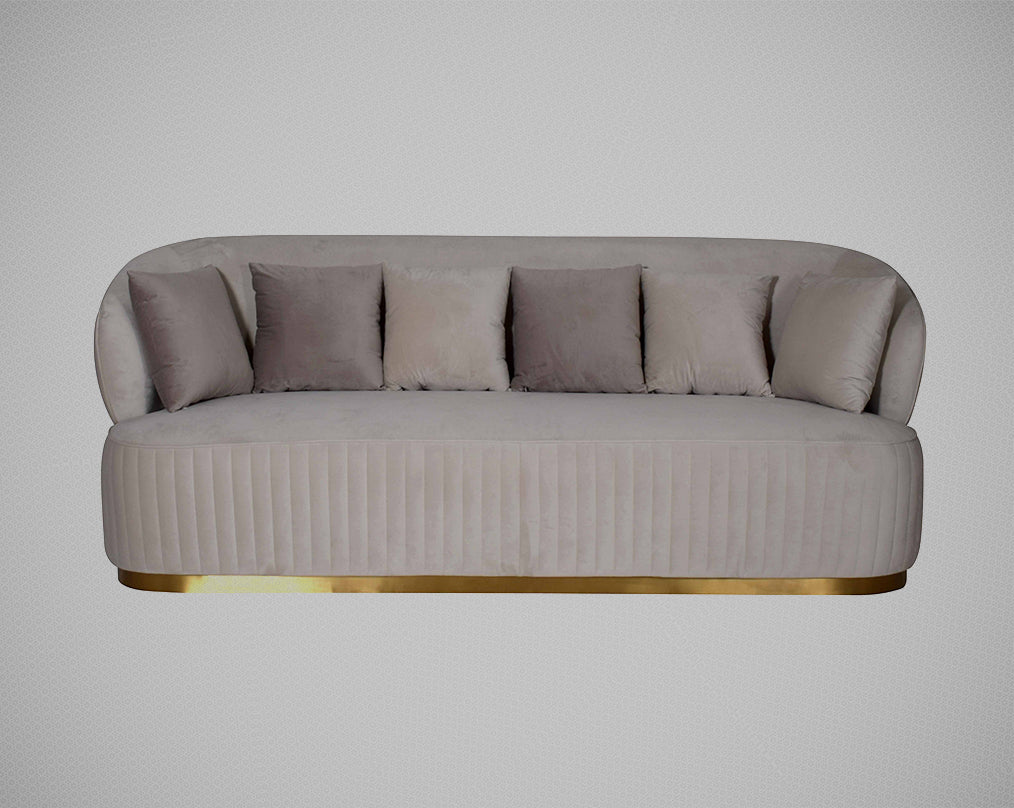 This 3 sofa set is an elegant statement piece with clean lines softened by subtle curves. Vertical channel quilting is an outstanding design detail on this sofa.