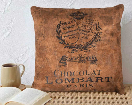 luxury leather pillow with text Brown color with Cup and Book