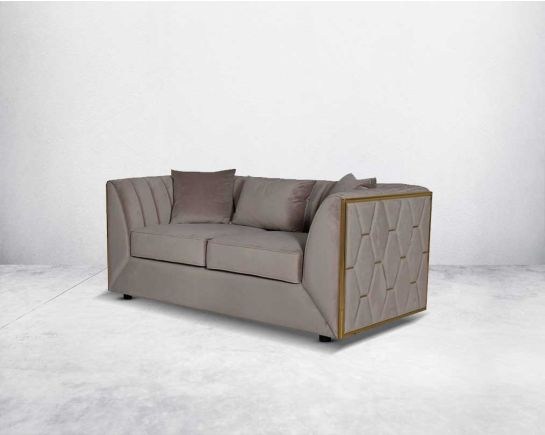 2 Seater Fabric Sofa with side view.