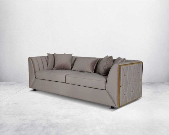 3 Seater Fabric Sofa with side view.