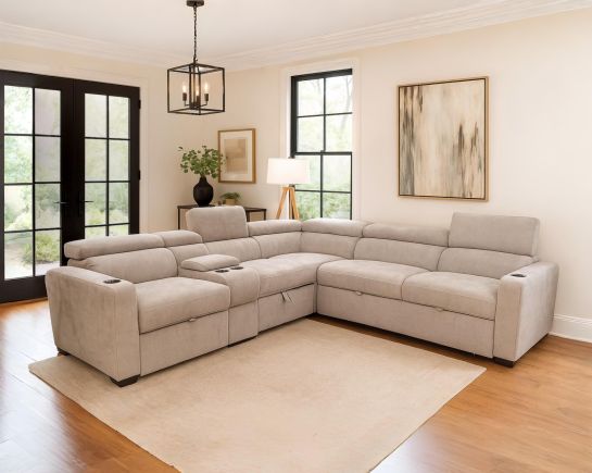 Basilio Fabric Sectional Sofa Cum Bed