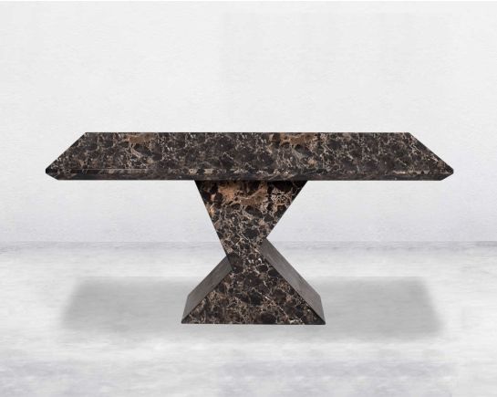 8 Seater rectangular marble dining table with front view.