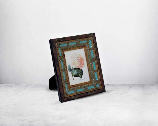  Photo frame in wood with stone embellished decorative frame in modern classic design.