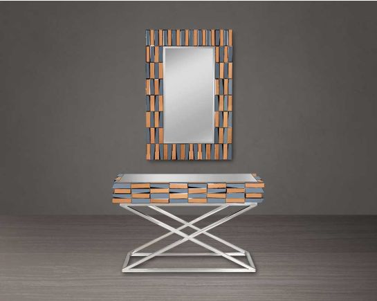 Ainara Console Table With Ainara Wall Mirror with grey & tawny mirror