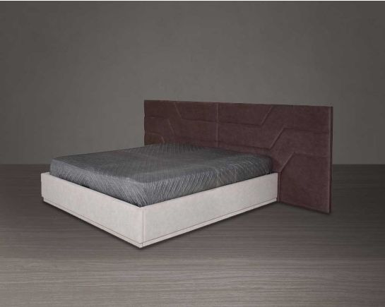This elegant king-size bed comes upholstered in fabric & quilted in modern classic design side view