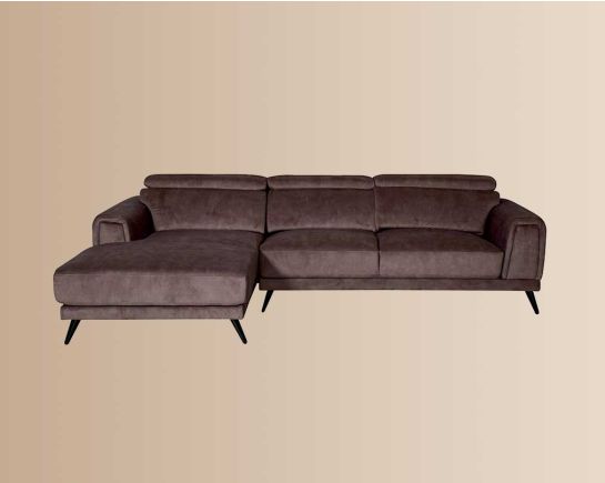 This left and right aligned sofa with its modern expressions upholstered in suede fabric
