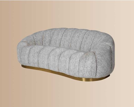 2 Seater Fabric Sofa with side view.