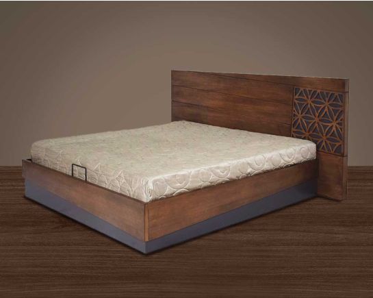 "This luxurious king-size bed adds a natural & rustic opulent style to your space side view
