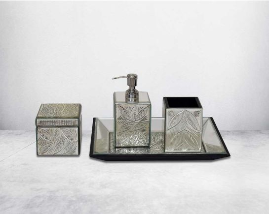 Silver Bathroom Accessories Set
