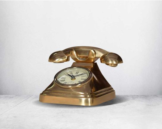 luxury Alano Table Clock with a telephone table clock with brass in an antique matt finish
