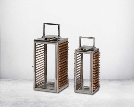 Gifting solutions are made easy with this unique lantern that comes with a glass ribbed wooden design and metal top handle, adding grace & rustic charm to the home-front.