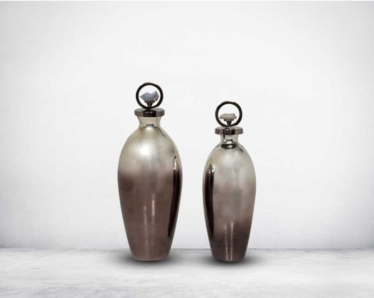 Catalina Decorative 2 Glass Bottle - 1 small and 1 big 