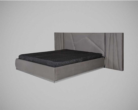 This elegant king-size bed comes with stainless-steel inlay trim upholstered & quilted in the fabric in modern classic design ensuring an optimal level of comfort and improved quality of night rest. The bed comes with hydraulic lift storage.