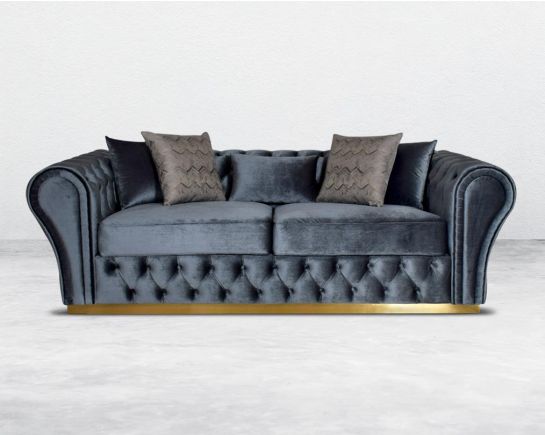 This 3+2 seater sofa set has a resplendent accentuated designer look with 5 beautiful cushions with front view.