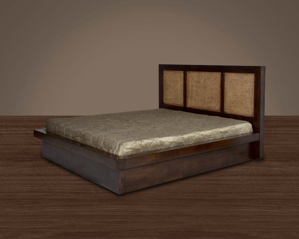 This king-size bed lends tranquility with its natural & rustic style side view