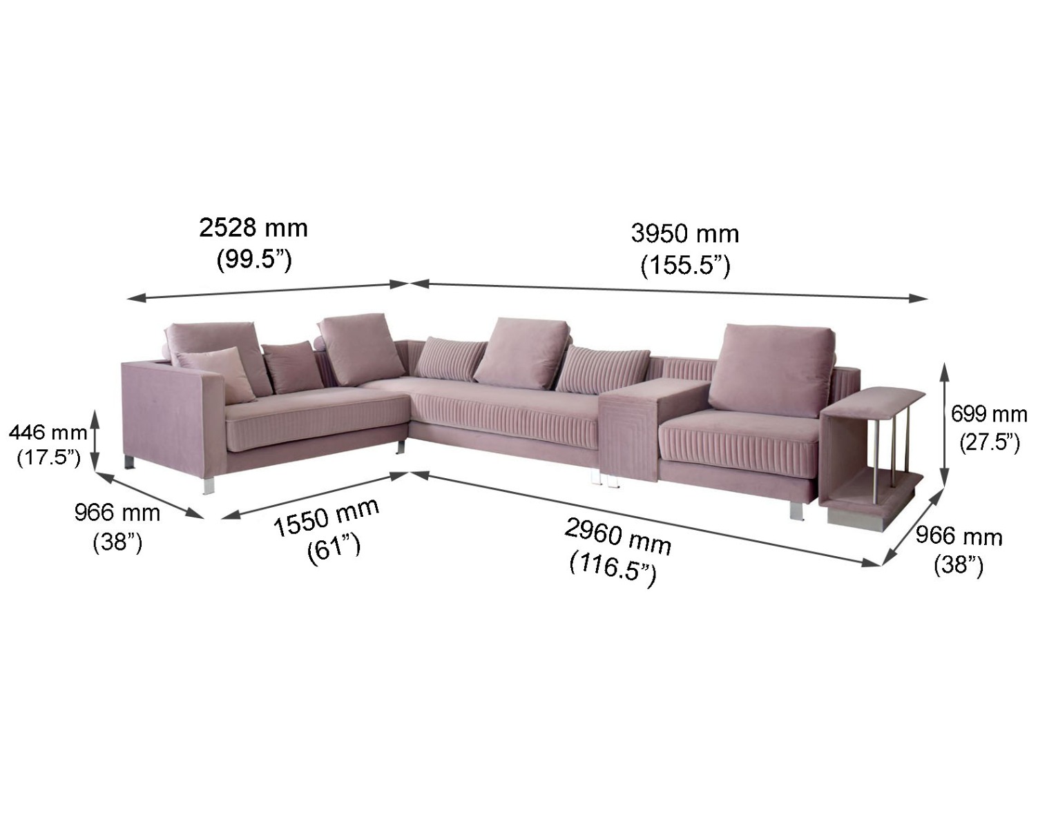 Alaia Fabric Sectional Sofa